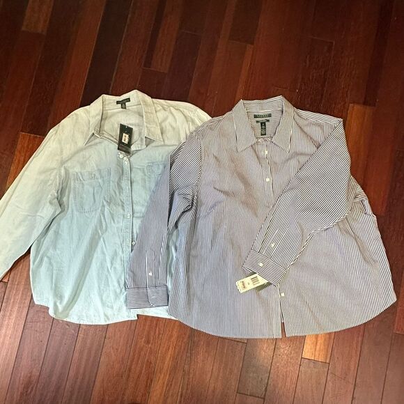 Ralph Lauren Blue and White Striped Shirt and Jeans Shirt - Picture 1 of 5